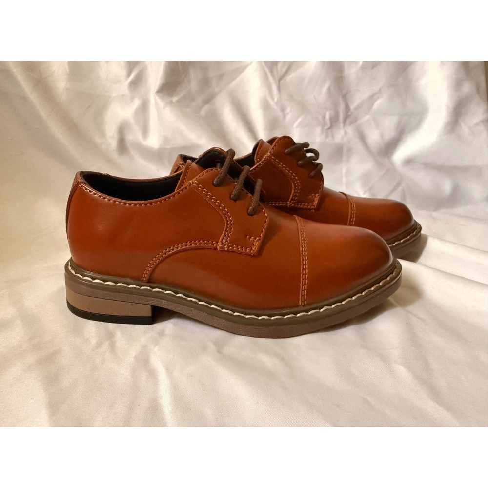 Bruno Marc Boys Tan Cognac Brown Cap Toe Dress Shoes Oxfords SBOX211K Size 9